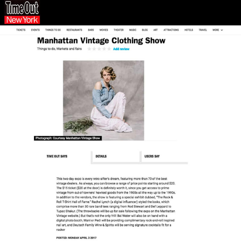 Time Out New York Manhattan Vintage Clothing Show