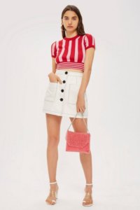 Topshop patch pocket leather mini skirt