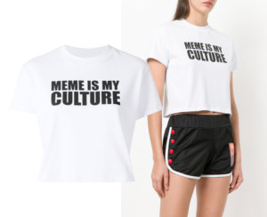 GCDS cropped slogan white tshirt meme is my culture
