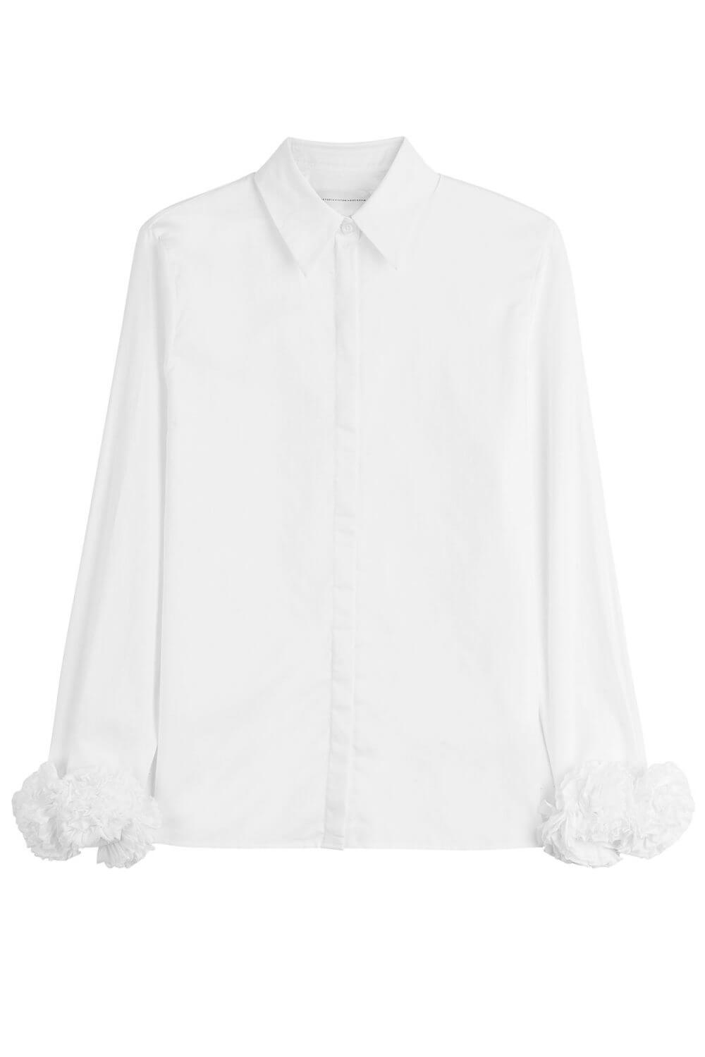 Victoria Victoria Beckham white shirt ruffle sleeves 