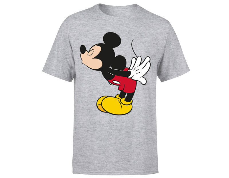 Disney Mickey Mouse Mickey split kiss grey T-shirt