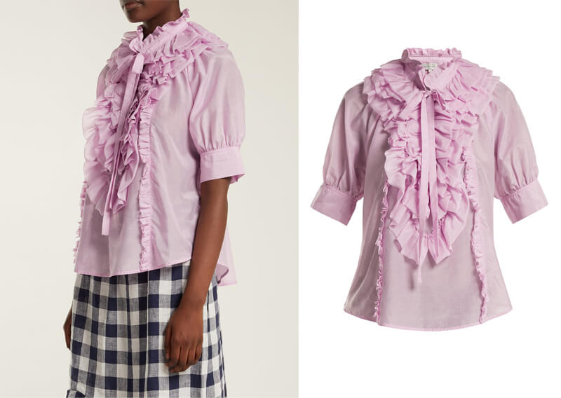 Lee Matthews Eva ruffled cotton and silk blend blouse