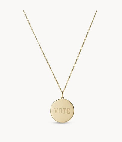 Fossil's Vote Gold-Tone Stainless Steel Pendant Necklace