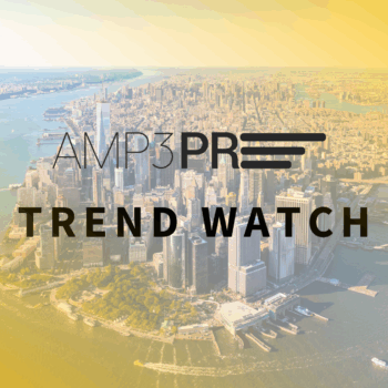 New York City skyline with AMP3 logo and Trend Watch title