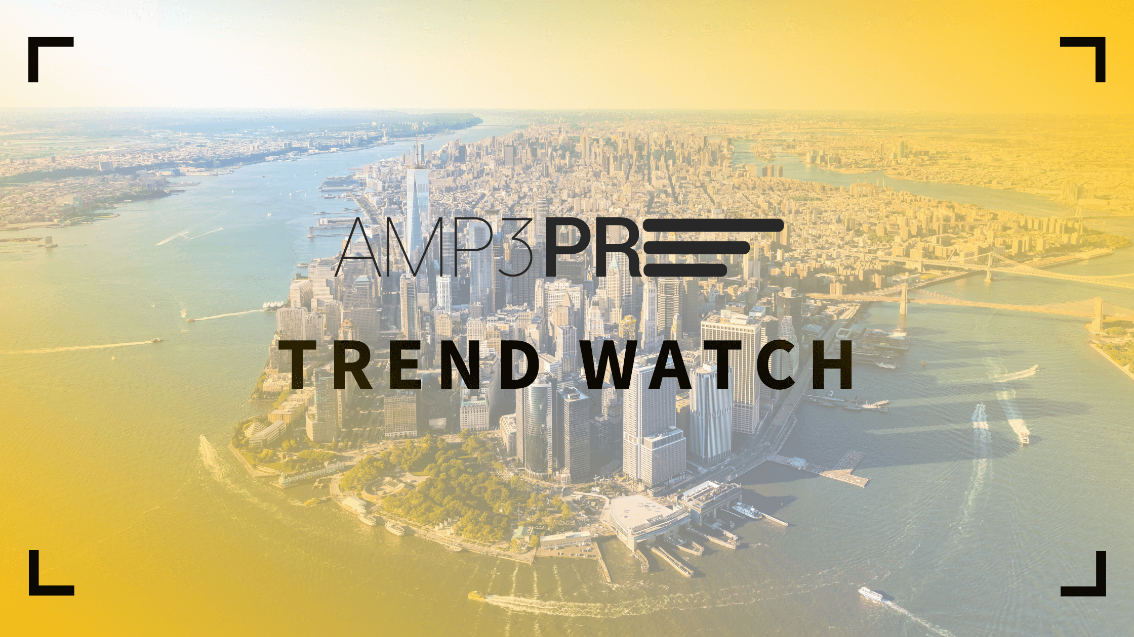 New York City skyline with AMP3 logo and Trend Watch title